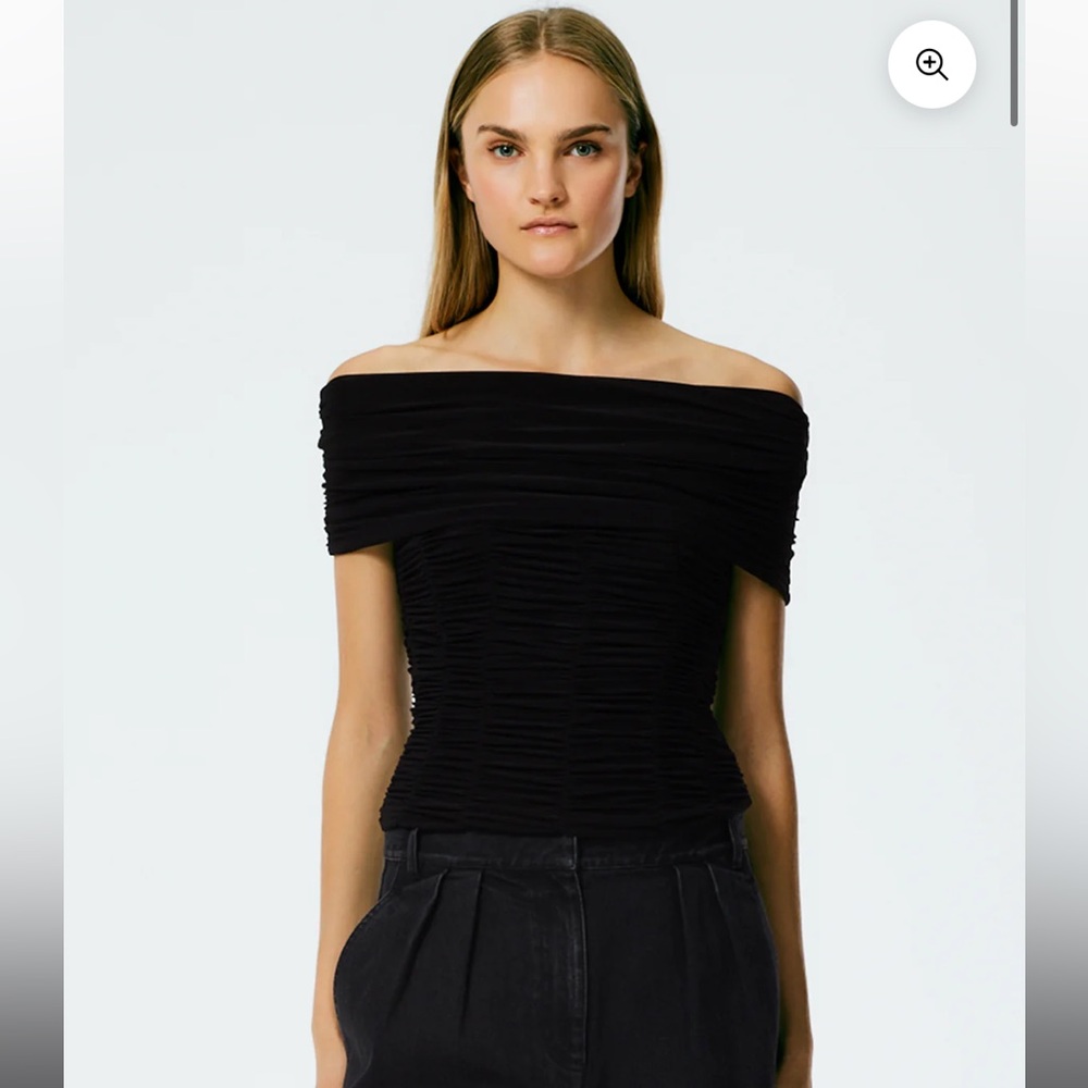 Tibi Drapey Jersey Ruched Strapless Top nwt size 0 black